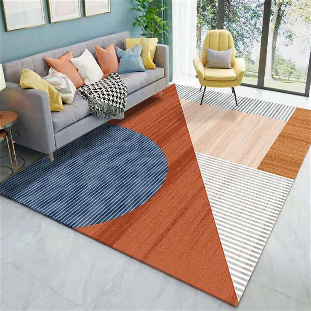 Tapis de salon orange 70x140cm lavable et moderne pour moquette couloir