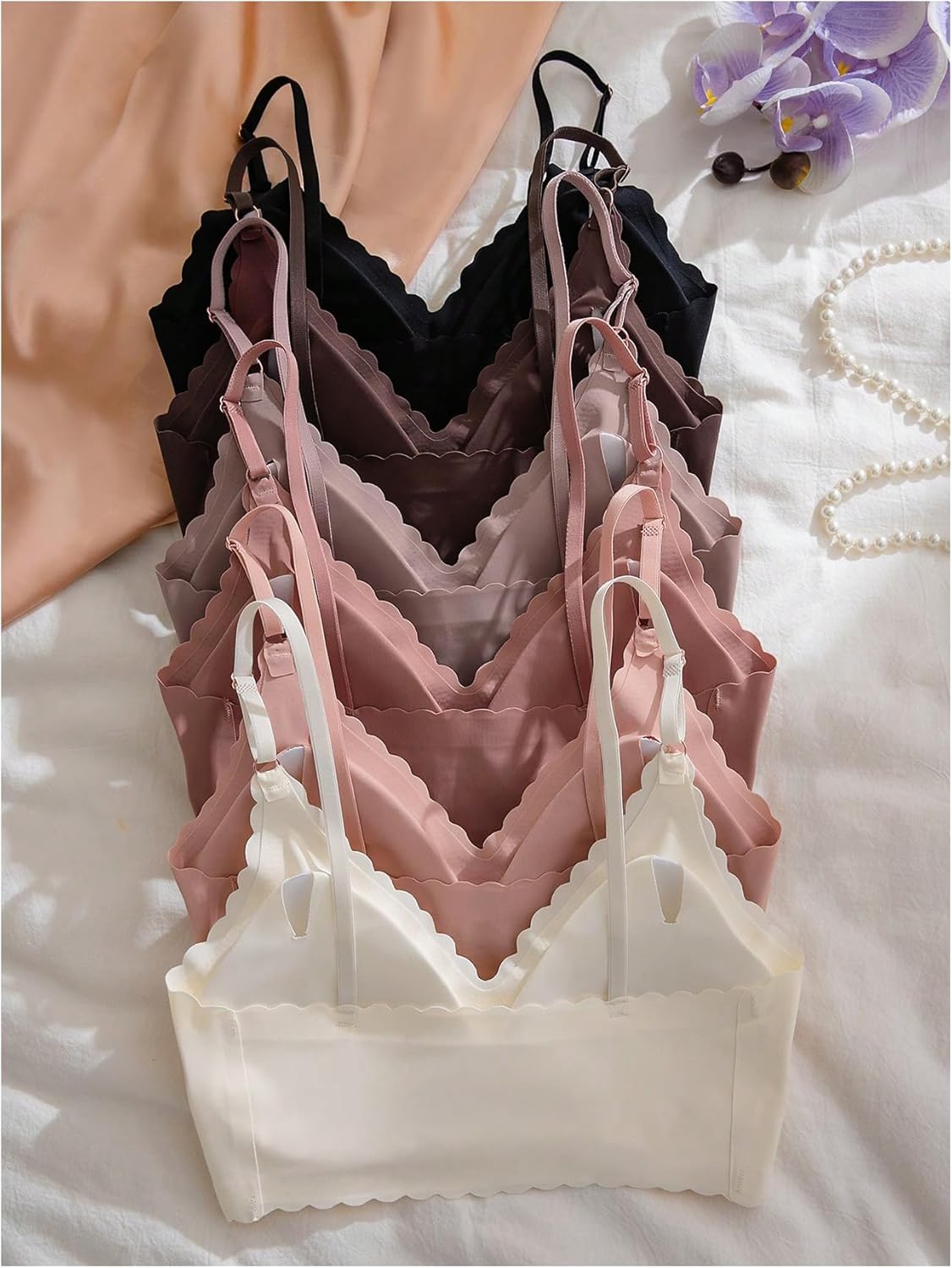 Verdusa Women's 6 Pack Wireless Bra Sets V Neck Padded Bralettes - Image 2