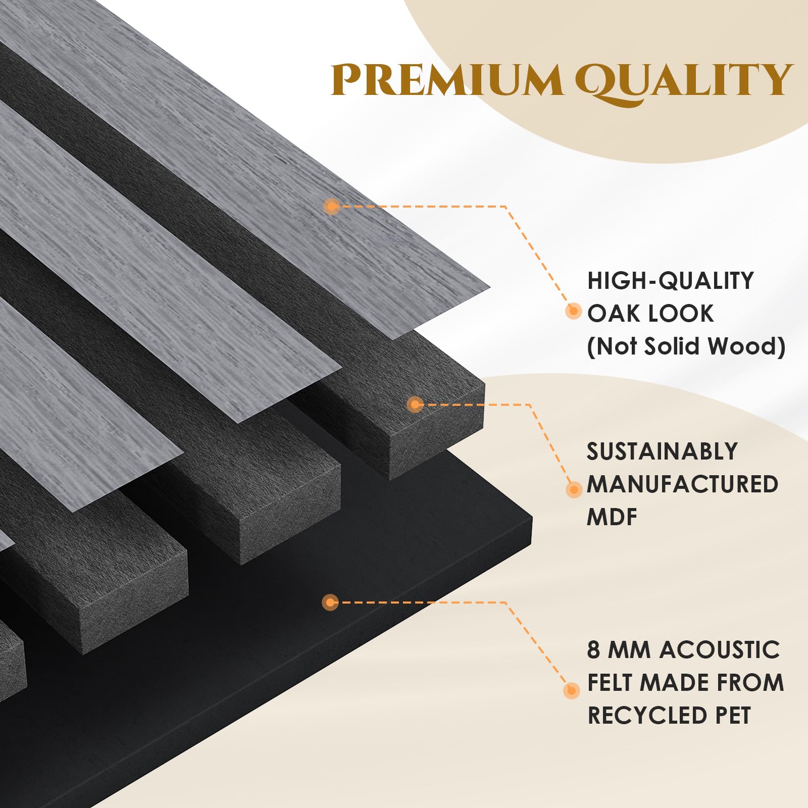 Clevich 3D Akustikpaneele 120x60x2.1cm, Wandpaneele in Holzoptik als Schallabsorber, Paneele Holz Optik, Wandverkleidung Innen, Panels für Wohnzimmer, Küche, Büro, Garderobe, Graueiche, 2 Stück