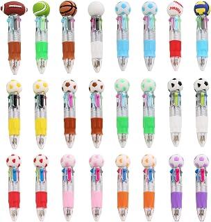 24 bolígrafos de fútbol, 4 colores con diseño de dibujos animados de fútbol, bolígrafos para niños de oficina y estudiantes, suministros escolares, obsequios, regalos para invitados (5-10