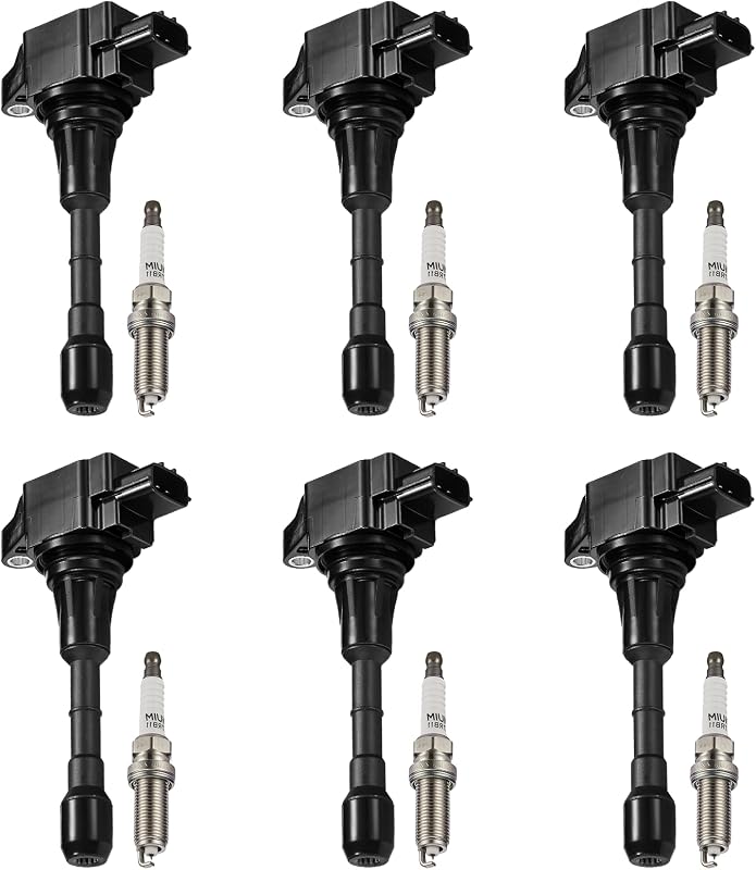 Kit de bobinas de ignição UF550 e velas 1406 BDFHYK para Nissan e INFINITI – 12 peças