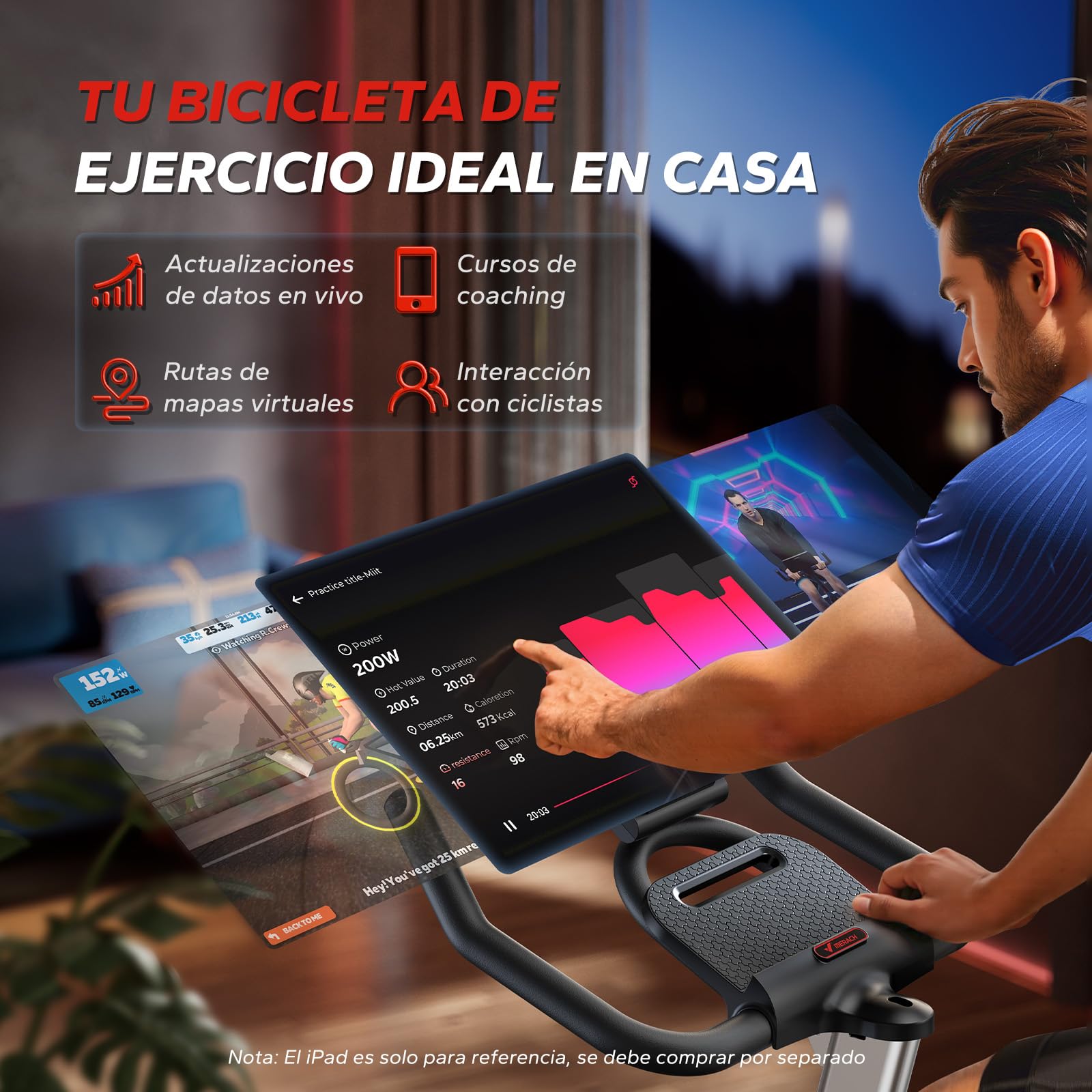 MERACH Bicicleta Estática con Resistencia Magnética, Bicicleta Estatica en Casa Silenciosa con Asiento Cómodo Mejorado, Pantalla LCD, Soporte para Tableta, Aplicación Exclusiva, Capacidad Máxima 136kg