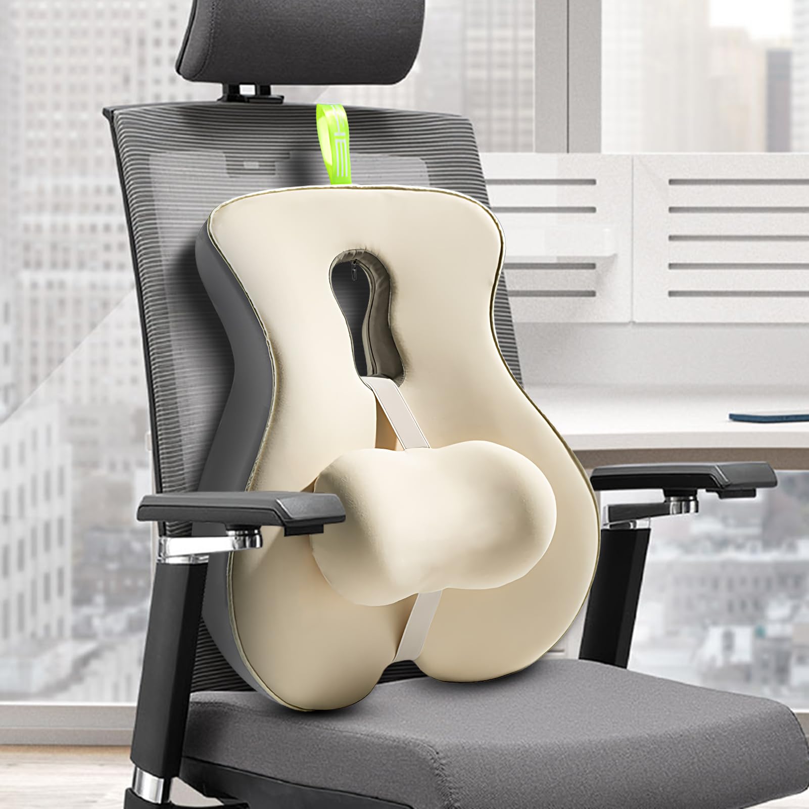 Respaldo Silla Oficina Cojín De Asiento Con Correa Ajustable Ergonómico | Soporte Lumbar para Coche para silla de ruedas viajes largos coche avión sentado conduciendo recuperación