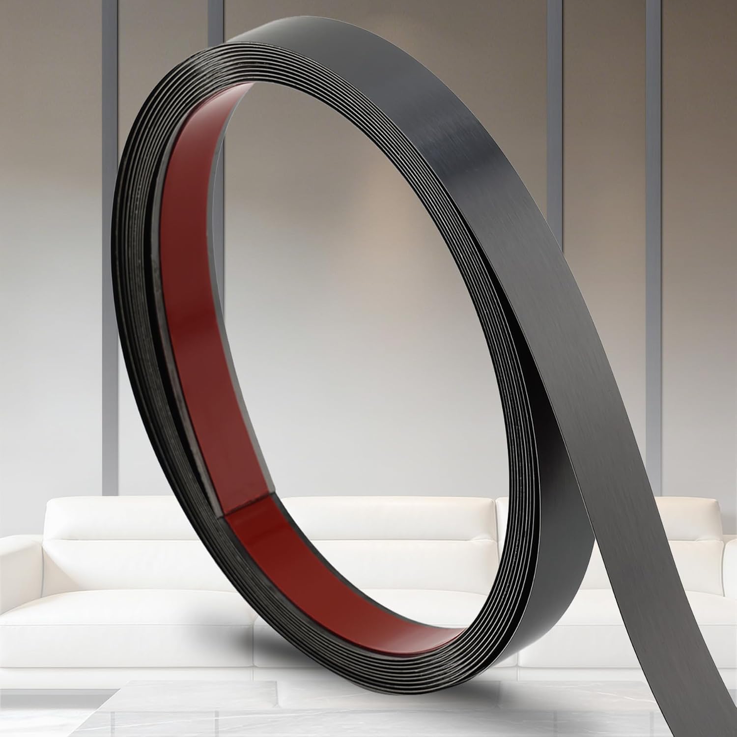 Brushed Black Metalized Finish Molding Trim, Peel and Stick Strip for Mirror Frame, Wall, Fireplace and Home DIY Decoration (32.8 ft x 0.4 inch)