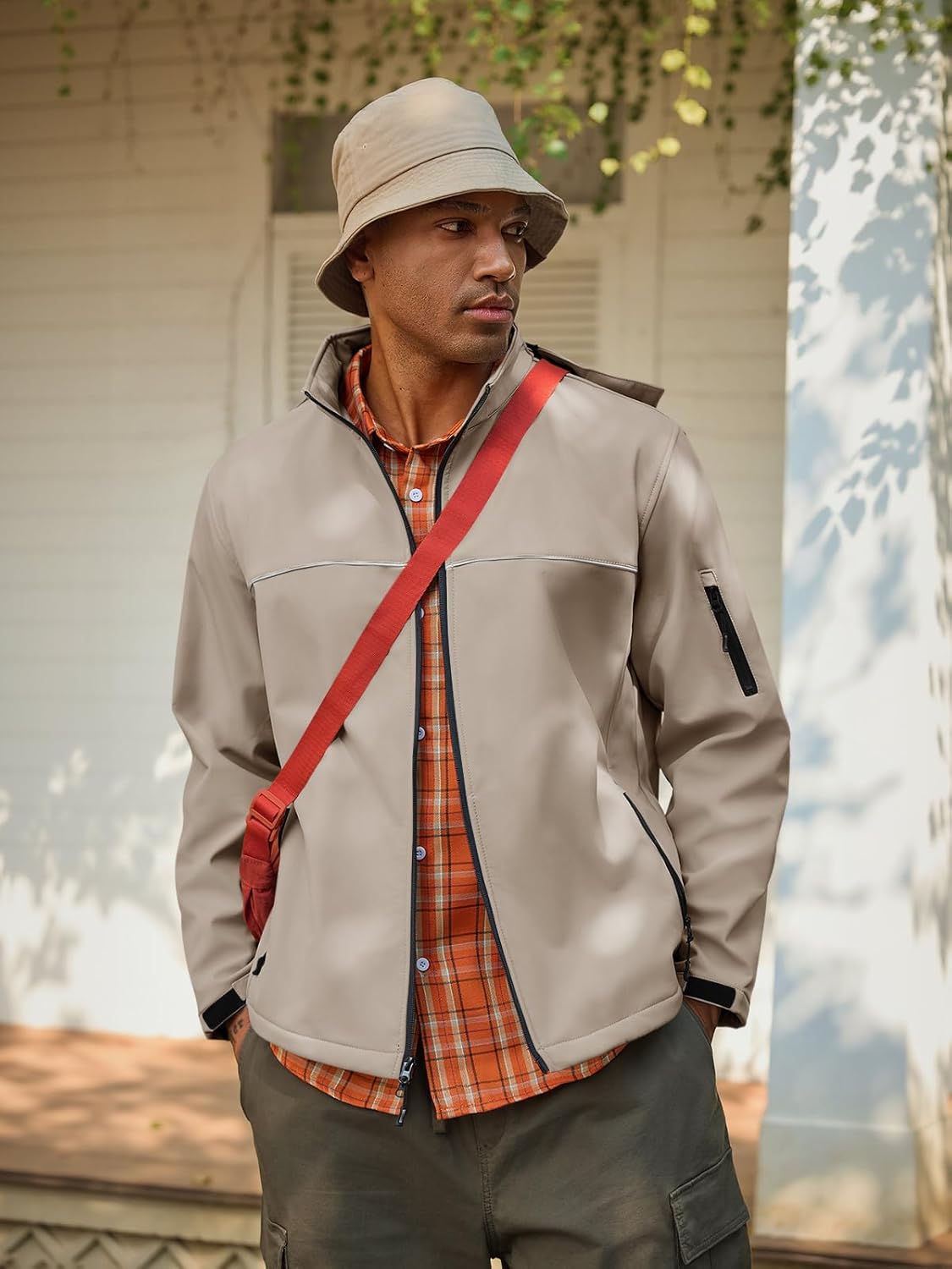 Yousify Mens Softshell Jacket Fleece Lined Windbreaker Lightweight Rain Waterproof Hooded Jackets for Hiking - Image 4