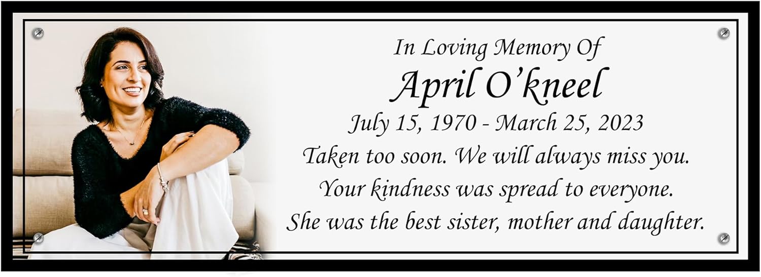Photo Memorial Bench Plate For Pets or Humans, Personalized Plaque, Building Sign, Engraved Tree Plaque, Custom Engraving, Multiple Sizes (White, One Photo)
