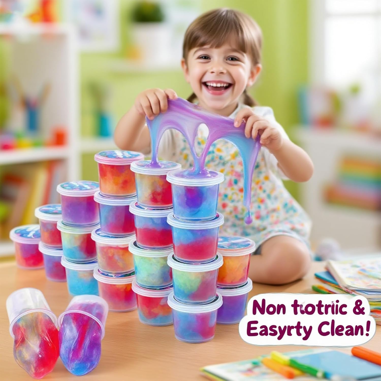 36 Packs Galaxy Slime Cups for Party Favors｜Sensory Toys for Stress Relief｜Non-Sticky & Non-Toxic,Birthday Halloween, Classroom Reward