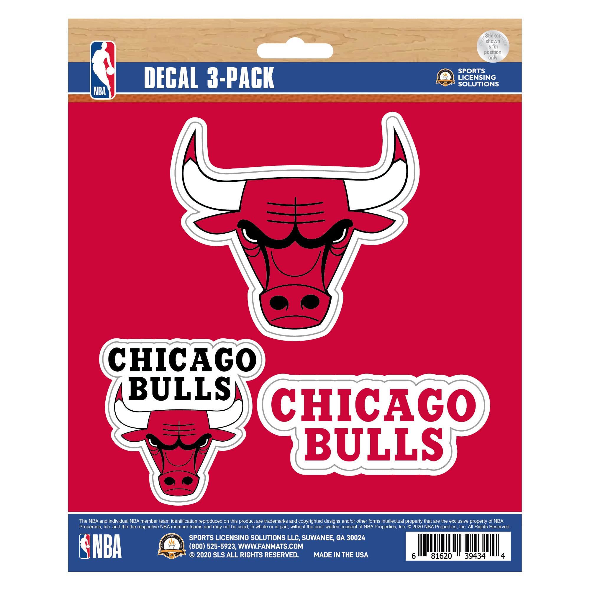 FANMATS 63198 Chicago Bulls 3-teiliges Aufkleber Set
