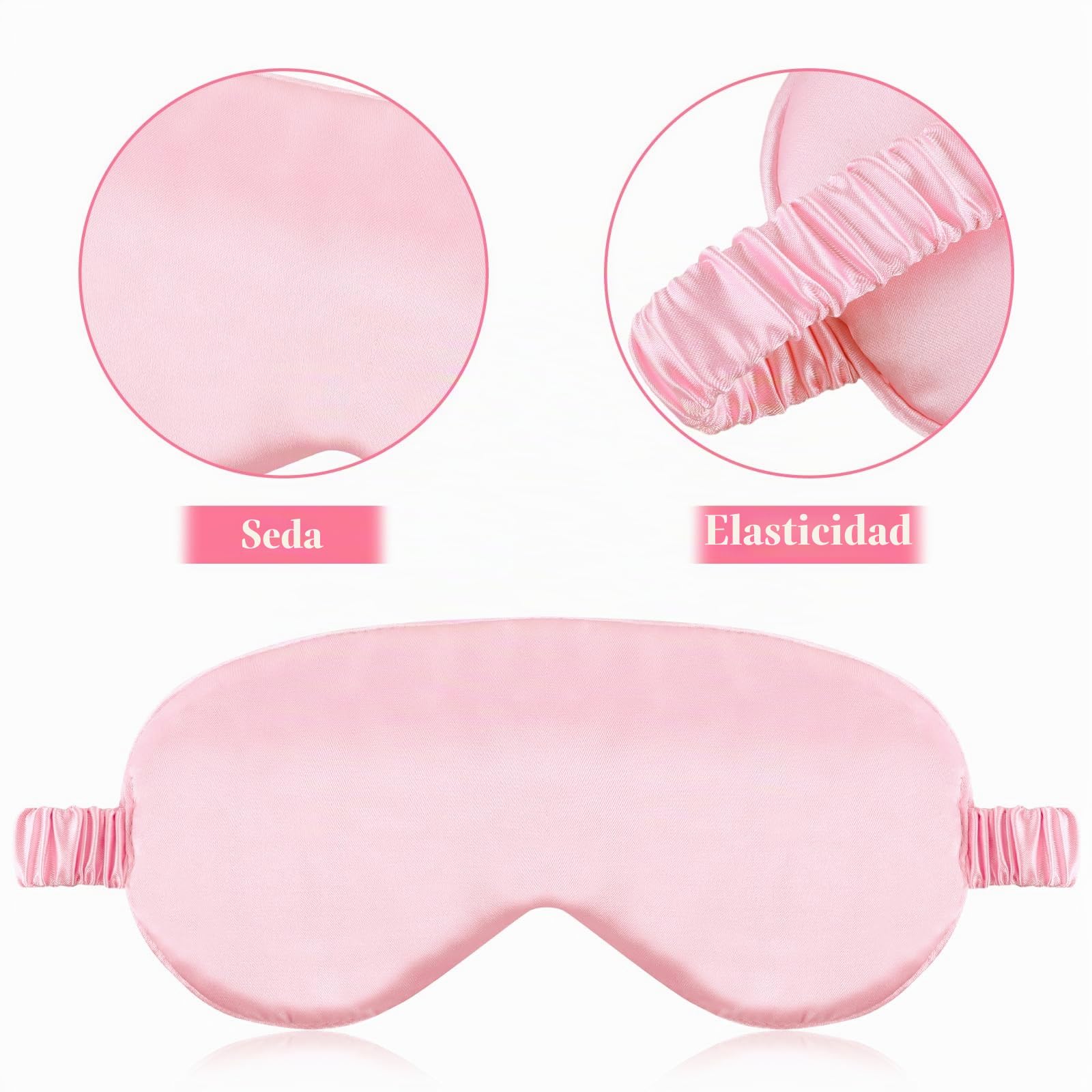 Paquete De 2 Máscaras para Dormir De Seda para Dormir Suave Satén Con Correa Elástica Cómoda Máscara para Dormir De Noche Para Mujeres Y Hombres (Negro Rosa)