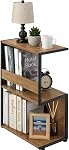 Narrow End Table for Small Spaces - Slim Side Table, S Shape Design Narrow End Tables Living Room,Skinny Bedroom Nightstand Thin Side Magazine Bookshelf (Champagne Gold)