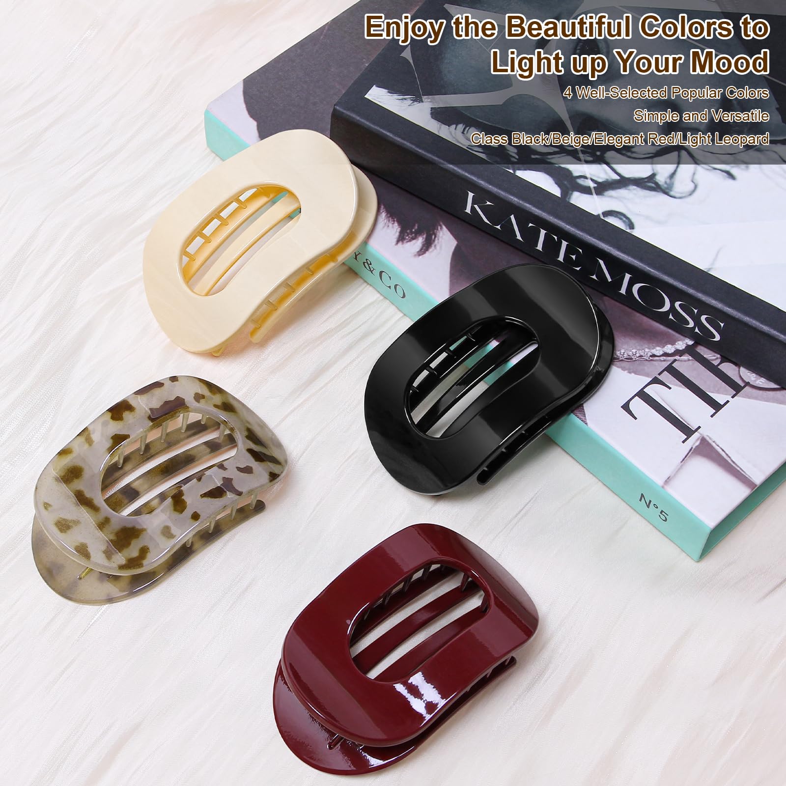 6pcs Flat Hair Clips for Women 3 Styles Ergonomic Curved Hair Claw Clips for Thick Thin Curly Hairs Strong Hold No Slip Matte Claw Clips for All Hair Textures (4pcs-Glossy) - Image 4