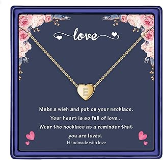 Heart Initial Necklaces for Girls Women, 14K Gold Filled Heart Pendant Letter Necklace Tiny Initial Heart Necklaces for Women Teen Girls Gifts Jewelry Dainty Initial Necklaces for Girls Gifts