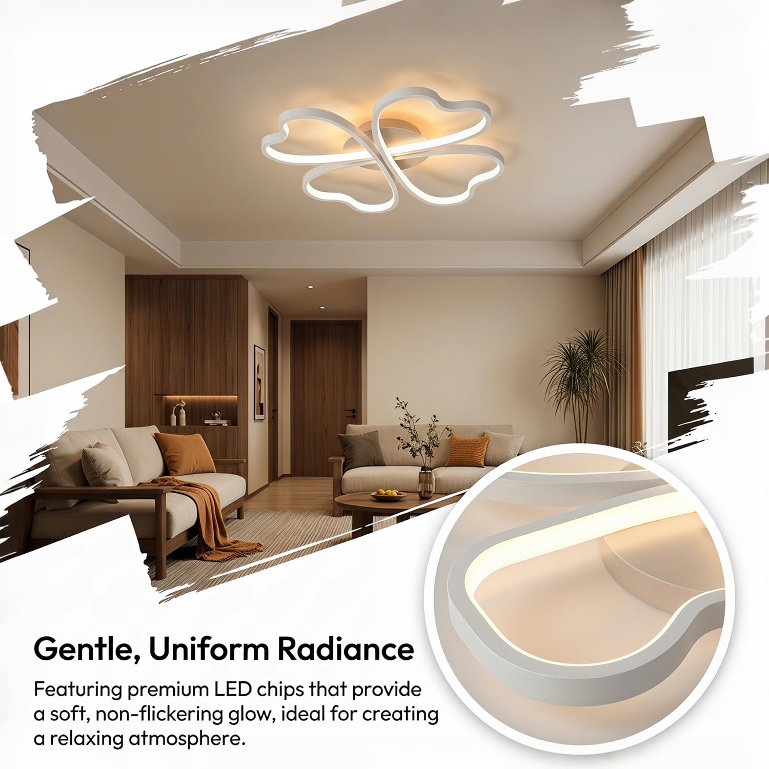 LED Deckenleuchte Kreative Herzförmige Design Deckenlampe Modern Schlafzimmerlampe Dimmbar mit Fernbedienung APP, Timer Funktion, Nachtlichtfunktion, für Kinderzimmer Babyzimmer, Weiß 43cm