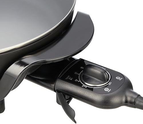 Miniatura 5 de PEtbon Sartén eléctrica antiadherente redonda de 12 pulgadas con cubierta de vidrio, color negro