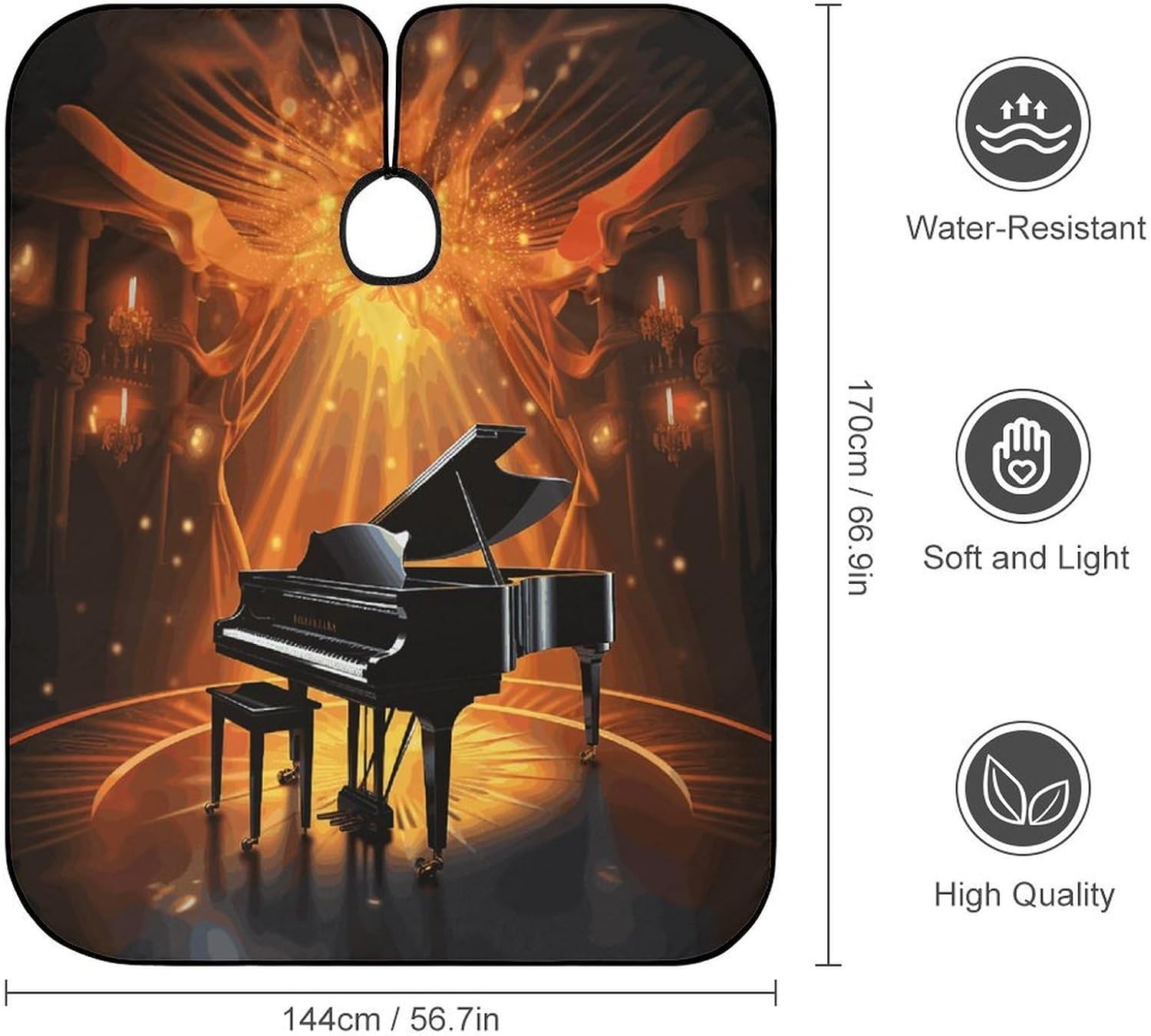 Musical Theatre Apron for Women Men,Barber Cape with Adjustable Snap Closure,Hair Cutting Cape,66.9 X 56.7 Inches for Hair Dye, Comb-out, Styling, Shampoo