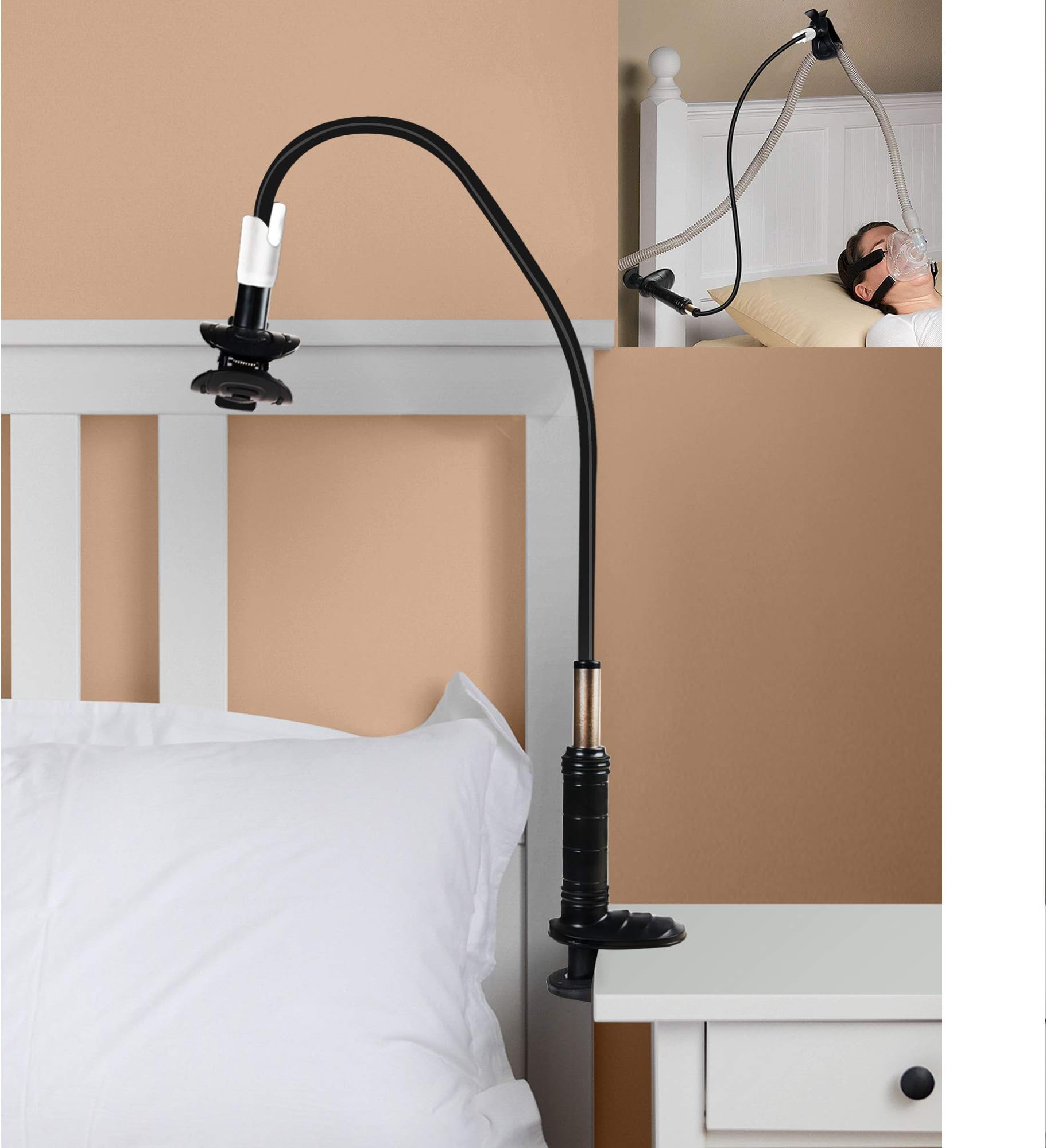 REAQER CPAP Hose Holder Hanger for for Bed Avoid Tangling and Prevent Blockage Headboard Tube Support Up and Away from Your Face and Arms to Make You Sleep Better