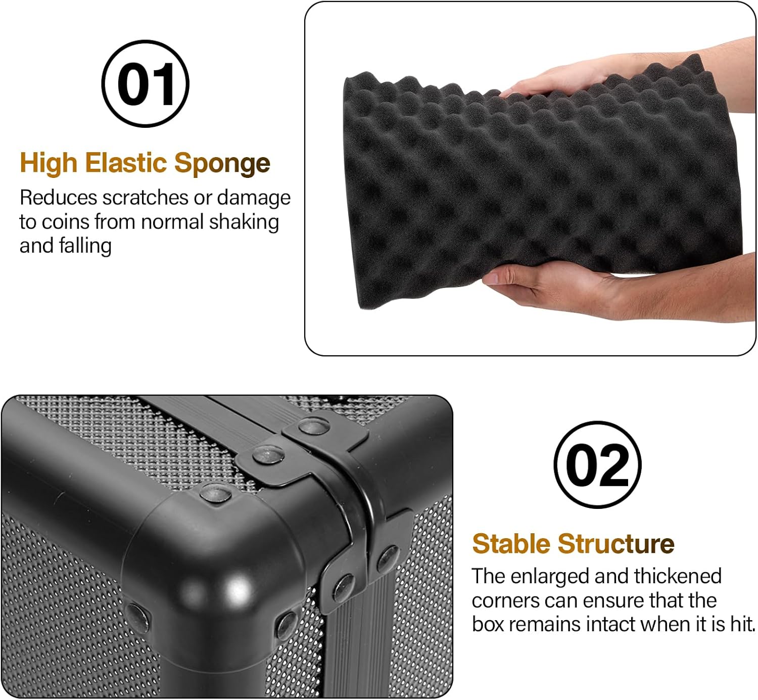 Graded Coin Storage Box – Holds 120 NGC/PCGS Slabs, Secure Coin Collector Case with Combination Locks, Organizer for Graded Coins Collection, Black