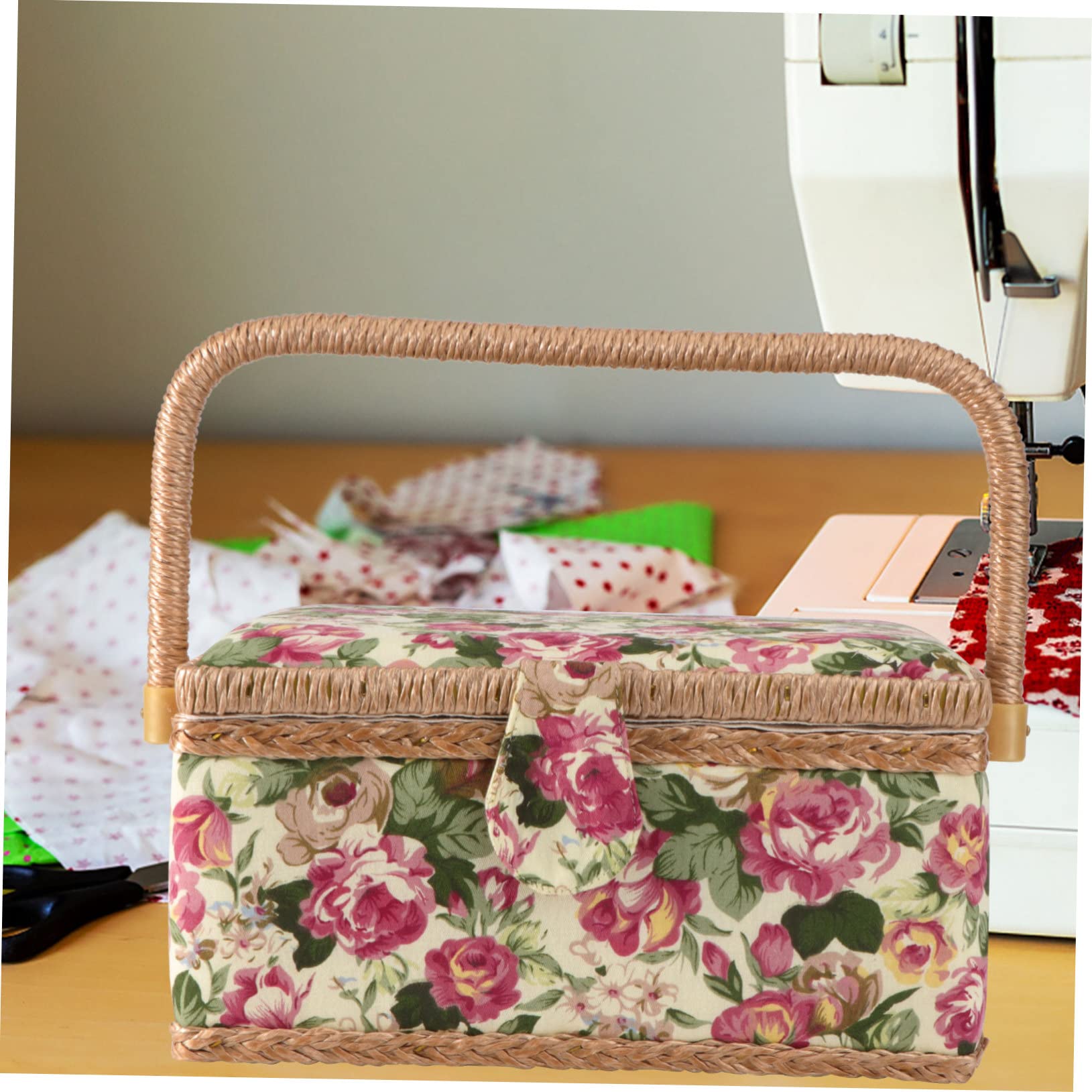 Caja de Costura de Tela Estilo Europeo Ligera para Hilos y Agujas | Almacenamiento Práctico para Manualidades y Confección, Tacto Cómodo, Ambiente Acogedor