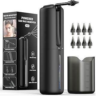 Ear Wax Removal Kit, AOPICK Water Powered Ear Cleaner for Effective Ear Wax Removal, Electric Ear Irrigation Kit for Home Use, Ear Cleaning Kit with 4 Pressure Settings Waterproof USB Rechargeable 10 Replaceable Tips