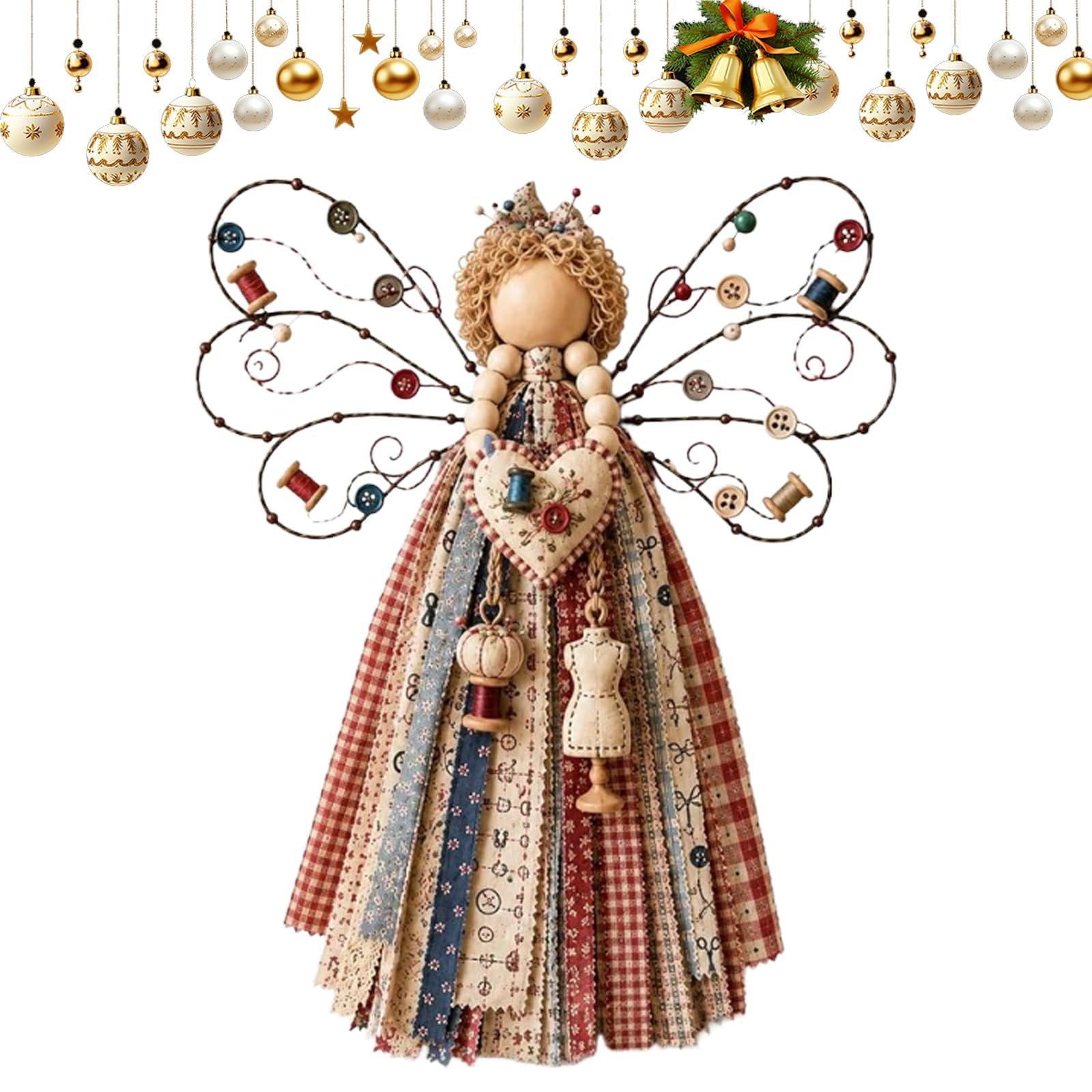 Angel Fabric Hanging DIY Kit with Wire Wings & Buttons