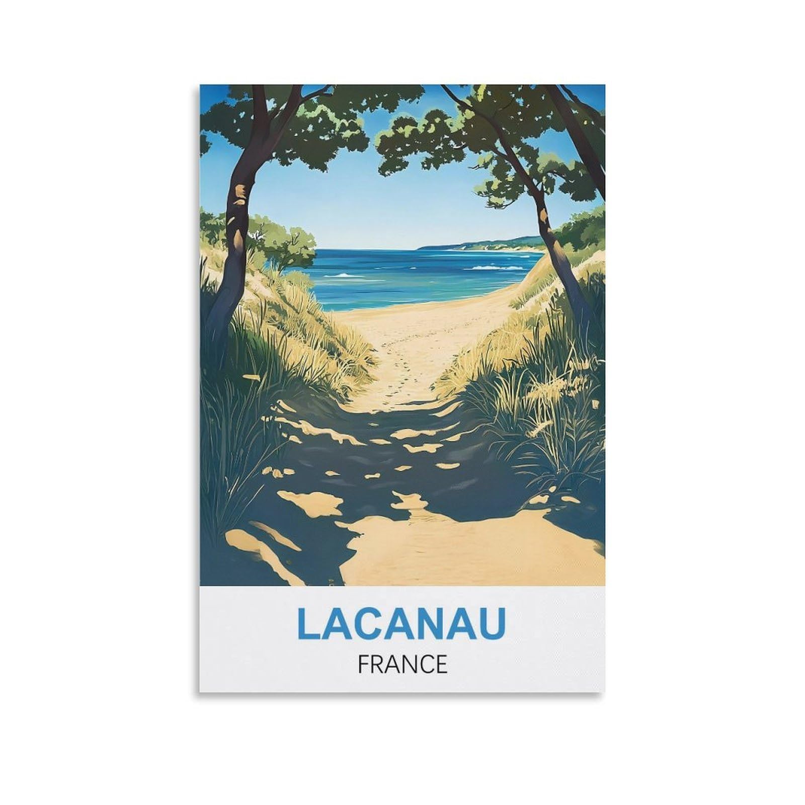 WGMDOEE Lacanau France Vintage Travel Poster 08x12inch(20x30cm) Canvas Poster Living Room Wall Art Home Decor