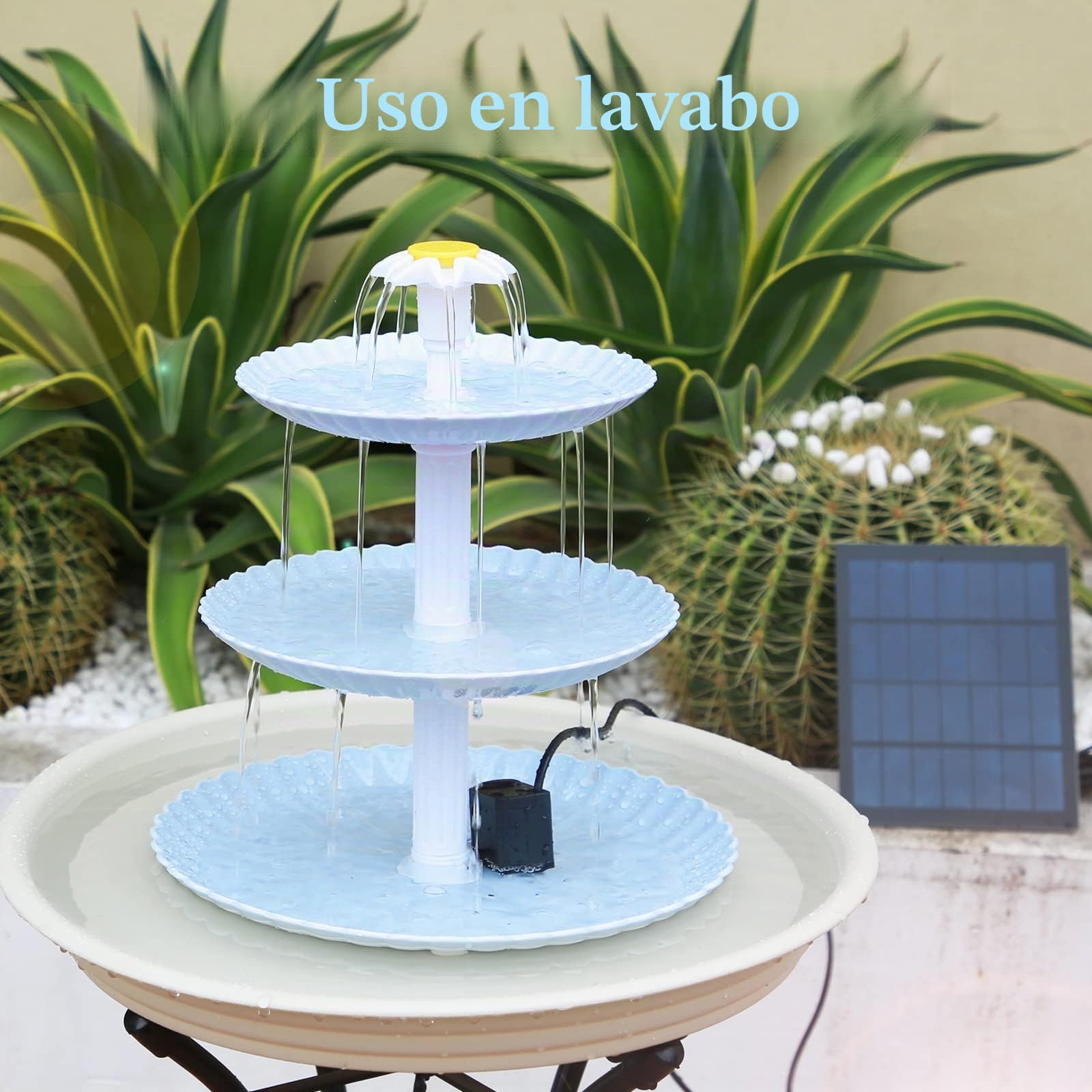 AISITIN 3,5W Kit de Fuente Solar de para Baños de Pájaros, Fuente de Cascada Solar Desmontable para Baños de Pájaros, Cuencos de Agua, Alimentador de Pájaros al Aire Libre(3,5w