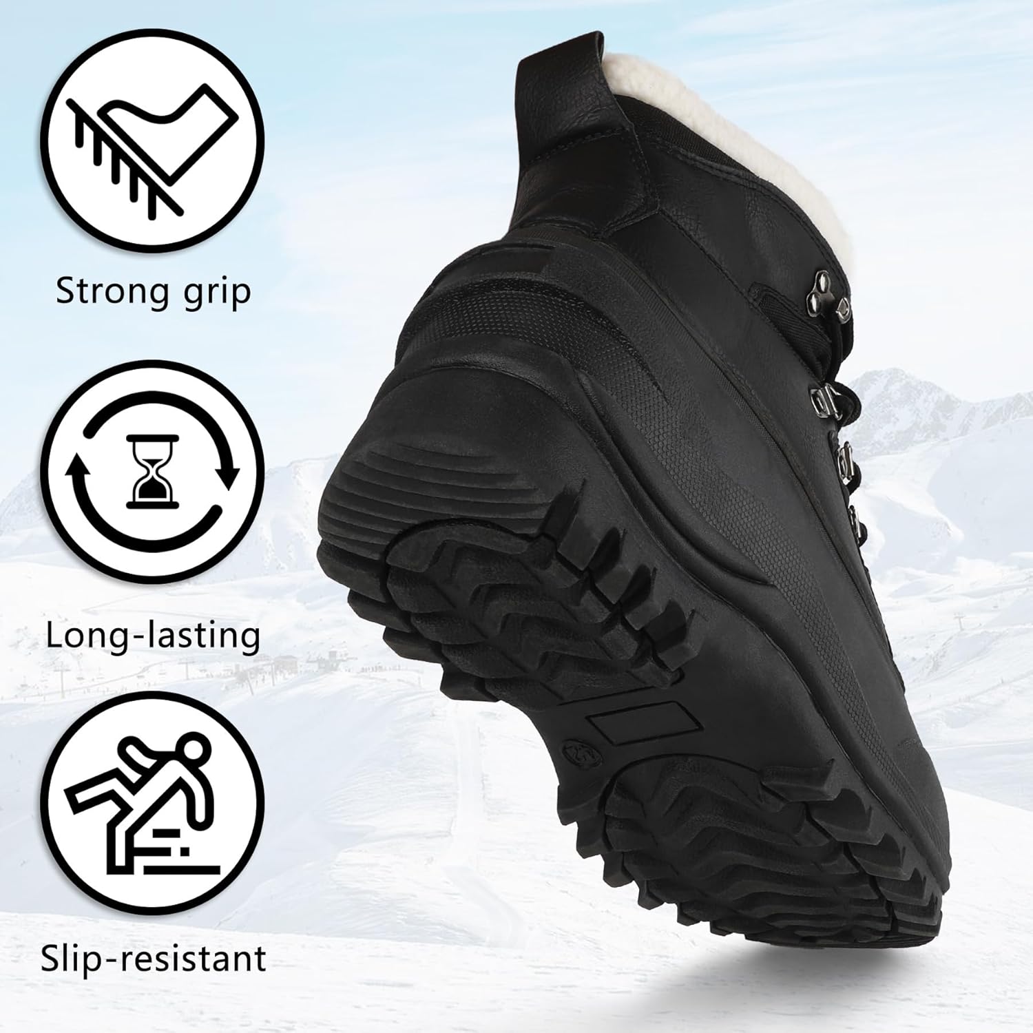 riemot Women's Men's Winter Snow Boots Waterproof Outdoor Boot Comfortable Anti-slip Warm Fur Collar Shoe for Hiking Walking Camping Lace-up Shoes US 5-14 - Image 4
