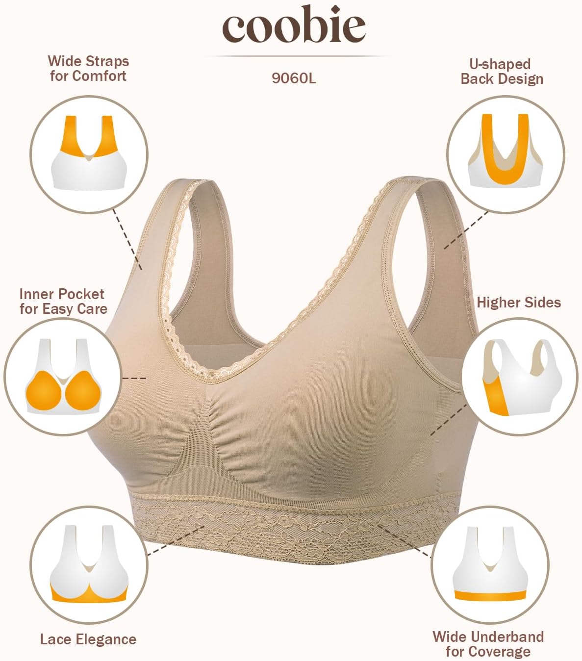 Coobie Seamless Comfort Bra with Lace Trim - Image 5