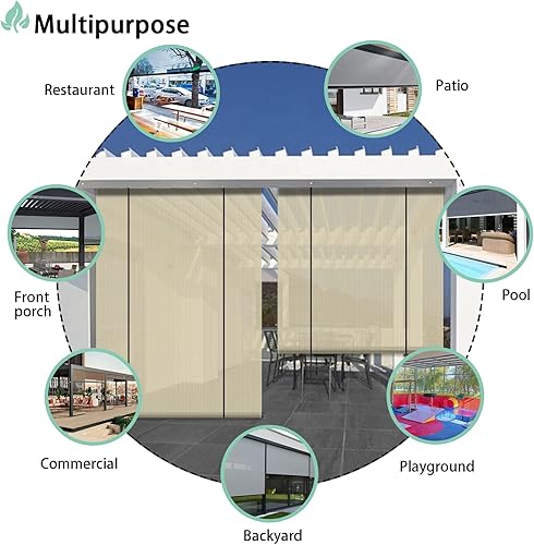 Miniatura 6 de Persianas enrollables para patio y exteriores, para usar al aire libre, en la terraza, porche, balcón o patio trasero, 4 pies de ancho x 6 pies de