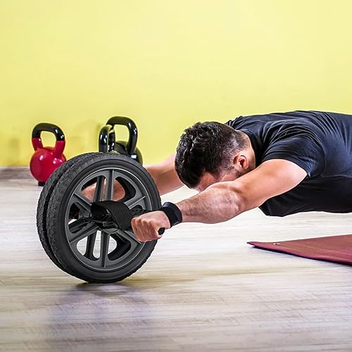 Miniatura 3 de Rueda de rodillo abdominal con correas de pie, equipo de entrenamiento abdominal para entrenamiento de cuerpo completo, entrenamiento de fuerza
