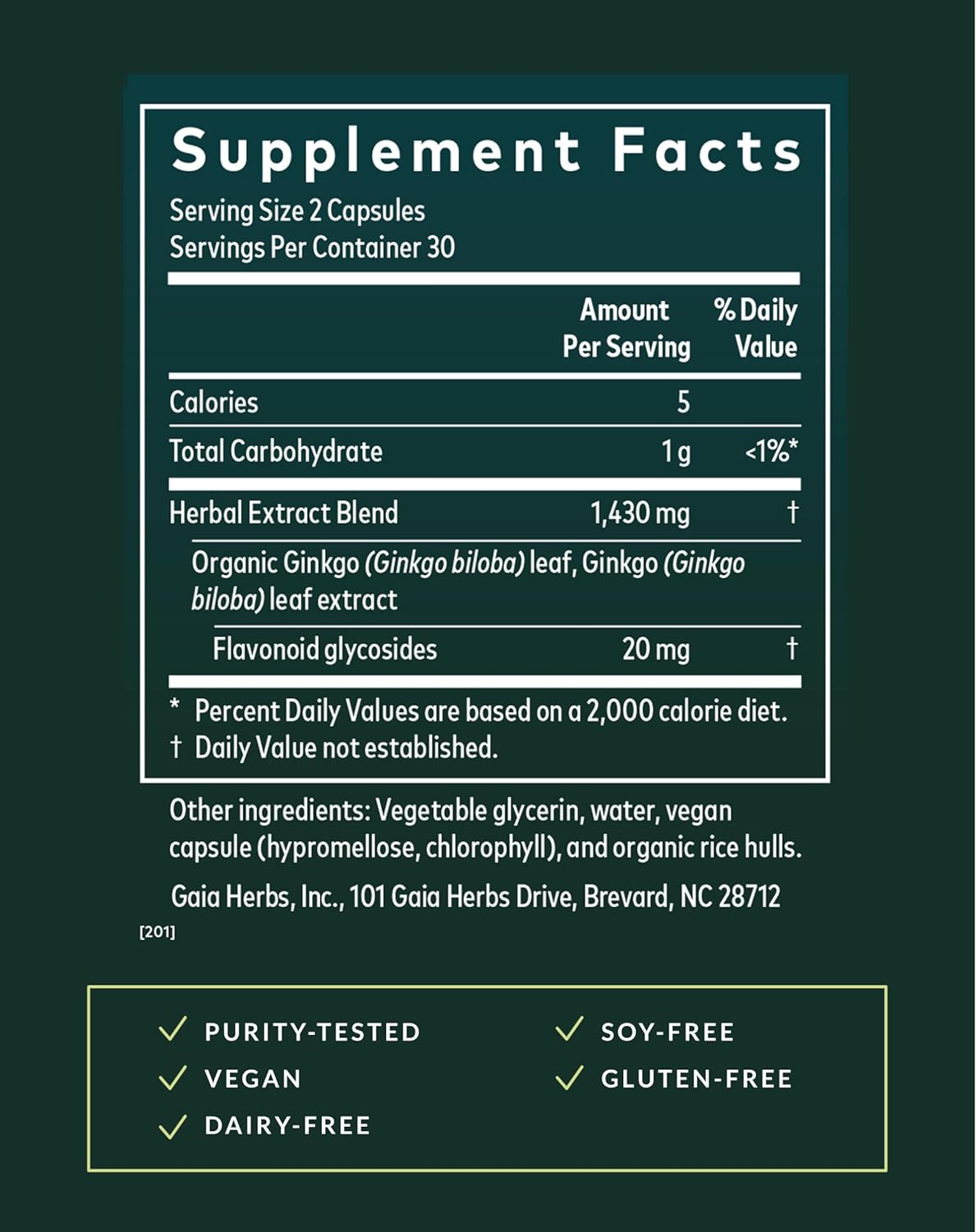 Gaia Herbs Ginkgo Leaf - Traditionally Used to Support Healthy Circulation & Brain Function* - Herbal Supplement - 60 Vegan Liquid Phyto-Caps (30 Servings) - Image 3