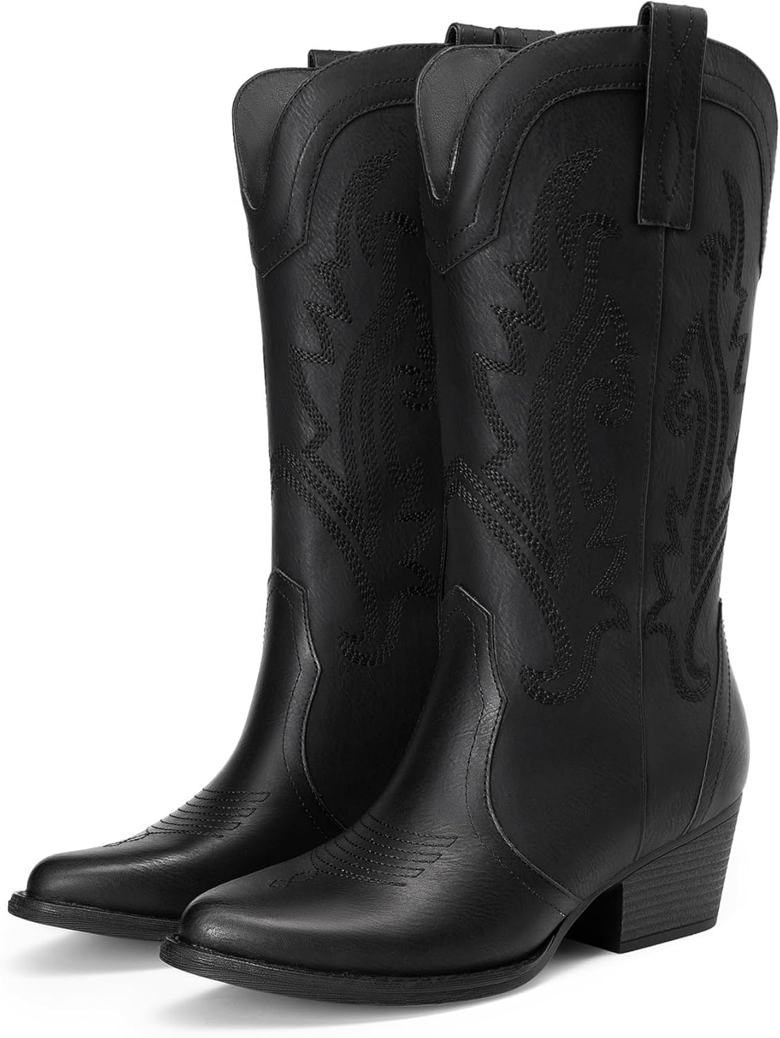 DREAM PAIRS Women's Cowboy Cowgirl Boots Embroidered Pointed Toe Low Heel Western Mid Calf Boot for Theme Party Country Concert - Image 4