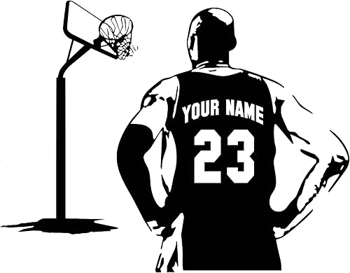 Calcomanía personalizada de pared de jugador de baloncesto – Elige tu nombre y números, camisetas de jugador personalizadas, calcomanía de vinilo