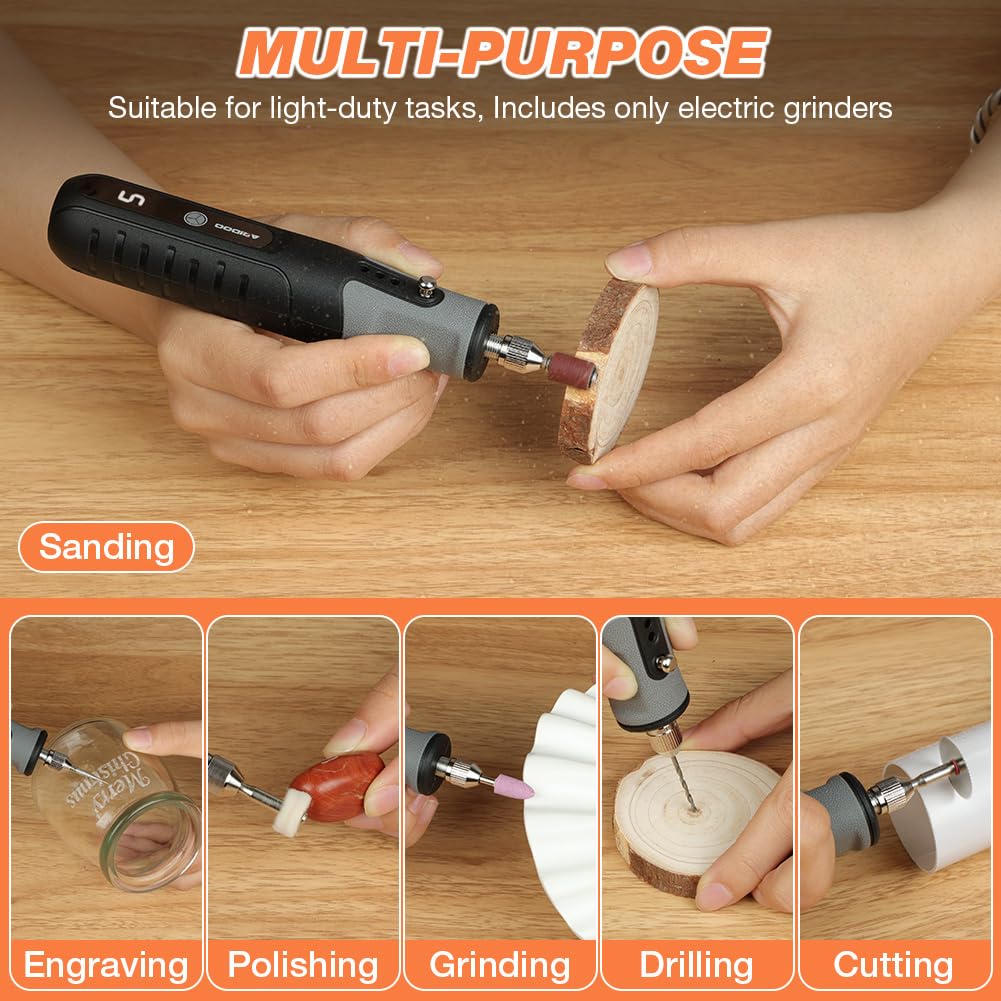 Flintronic Mini Trapano Elettrico Kit, 4.2v Utensile Rotante Multifunzione, Velocità Regolabile 5 Livelli (5000–25000 Rpm), Per Forare, Incidere, Smerigliare, Togliere Ruggine-Include 138 Accessori