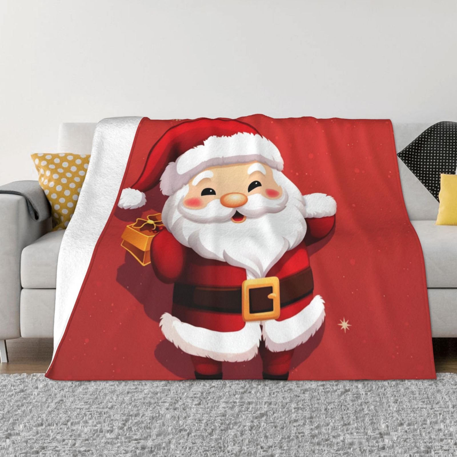 Couverture micro polaire Père Noël 152x127 cm plaid chaud canapé