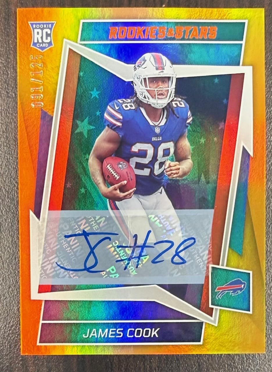 James Cook 2022 Panini Rookies and Stars Orange Signed Football Rookie Card Auto #109 Serial #91/125