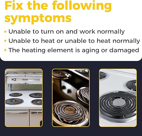 Miniatura 7 de Elemento de quemador eléctrico MP22YA mejorado, 2 piezas MP15YA de 6 pulgadas y 2 piezas MP21YA de 8 pulgadas, juego de 4 unidades de quemadores de