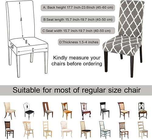 Miniatura 5 de JQinHome Juego de 8 fundas para sillas de comedor, fundas de alta elasticidad extraíbles y lavables, fundas protectoras de asiento para silla en