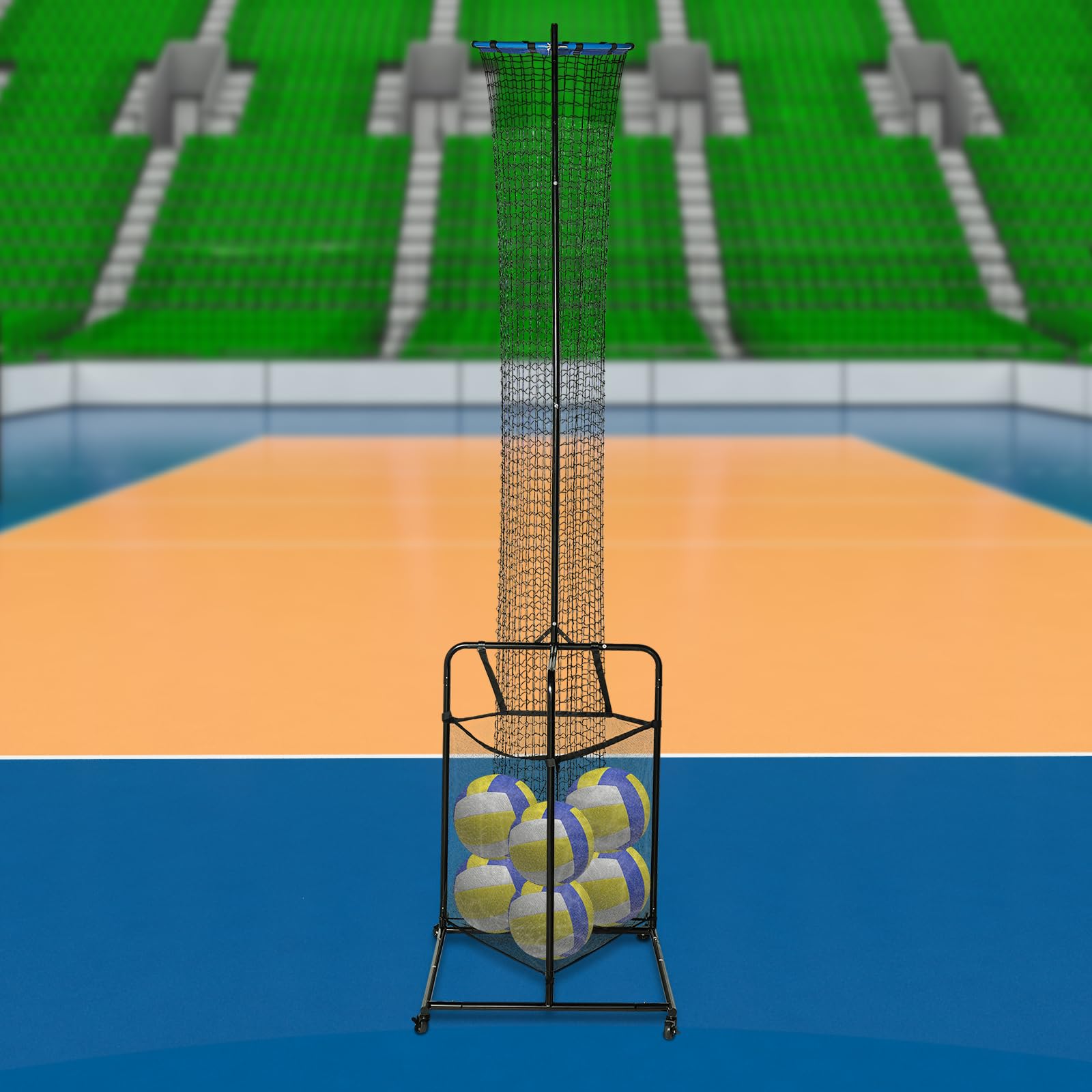 PIAOCAIYIN Volleyball Setter Training Equipment Adjustable Height and Angle Volleyball Setter Trainer Net with Ball Collection Bag and Universal Wheels for Sports Gyms, Playgrounds