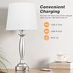 Touch Lamps for Bedrooms Set of 2 - Beside Lamps with USB C+A Charging Ports, 3 Way Dimmable Table Lamps for Living Room, Lampe de Chevet with LED Bulbs