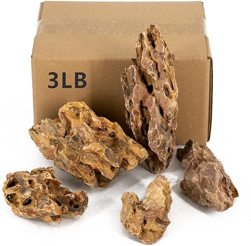 Piedras naturales para acuarios, rocas de acuario de 3 libras para pecera, acuarios, terrarios, vivarios, piedra decorativa, recintos de reptiles,