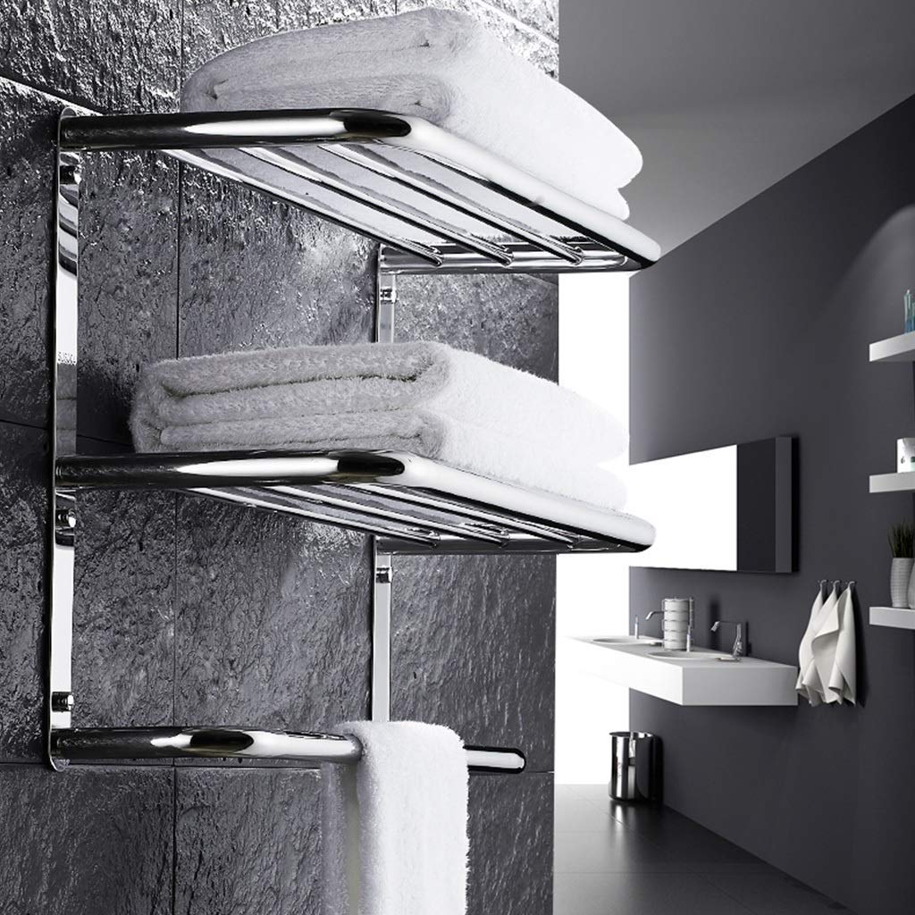 Portasciugamani da parete a 3 ripiani, salvaspazio, con 3 barre e mensola, elegante decorazione per il bagno, facile installazione, 370 mm per asciugamani e accessori, organizza il tuo spazio!