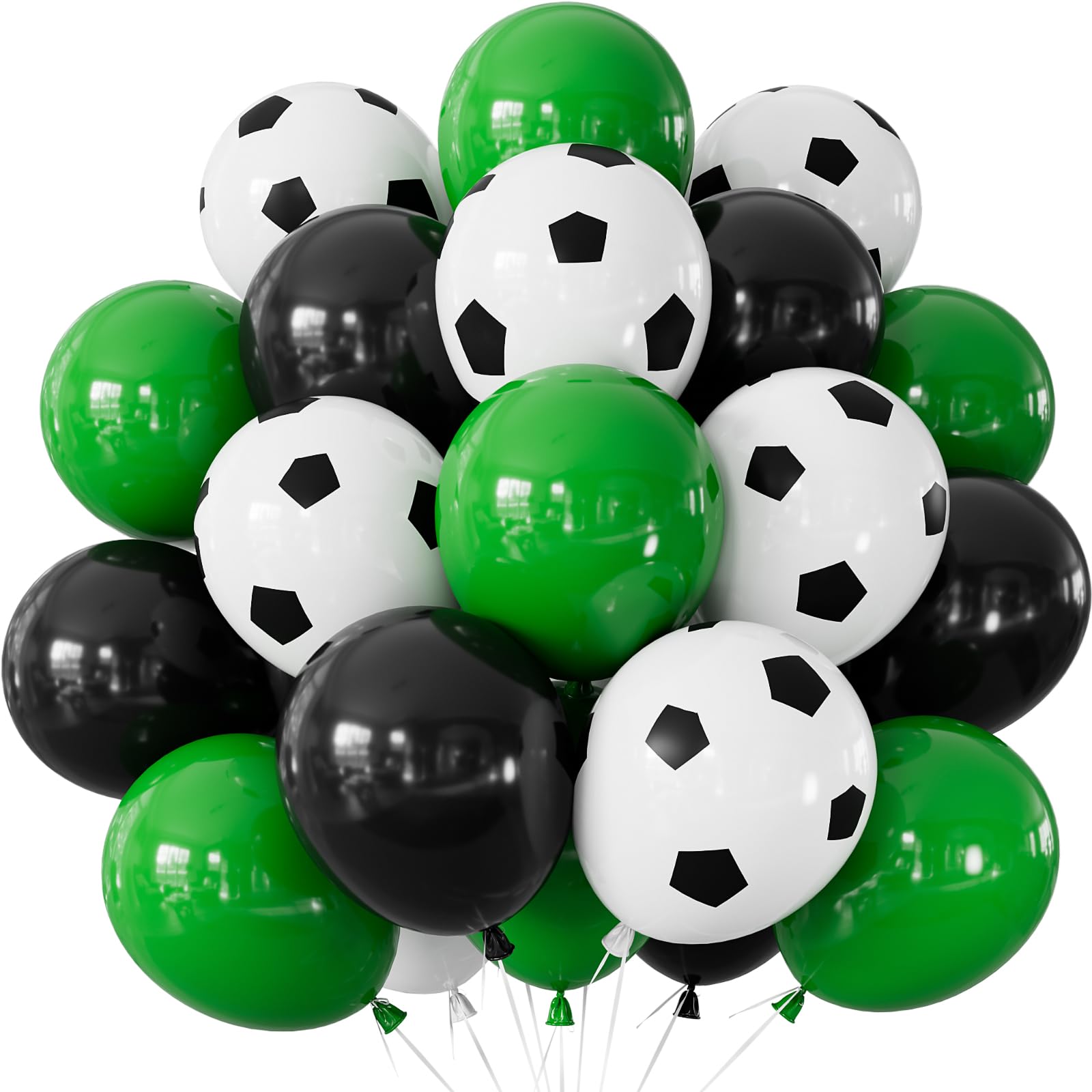 Adeyoo Green and Black Football Balloons - 50 Pcs Green and Black Balloons with Football Print Latex Balloon Bright Party Balloon for Soccer Sport Theme Birthday Party Decorations — image 1