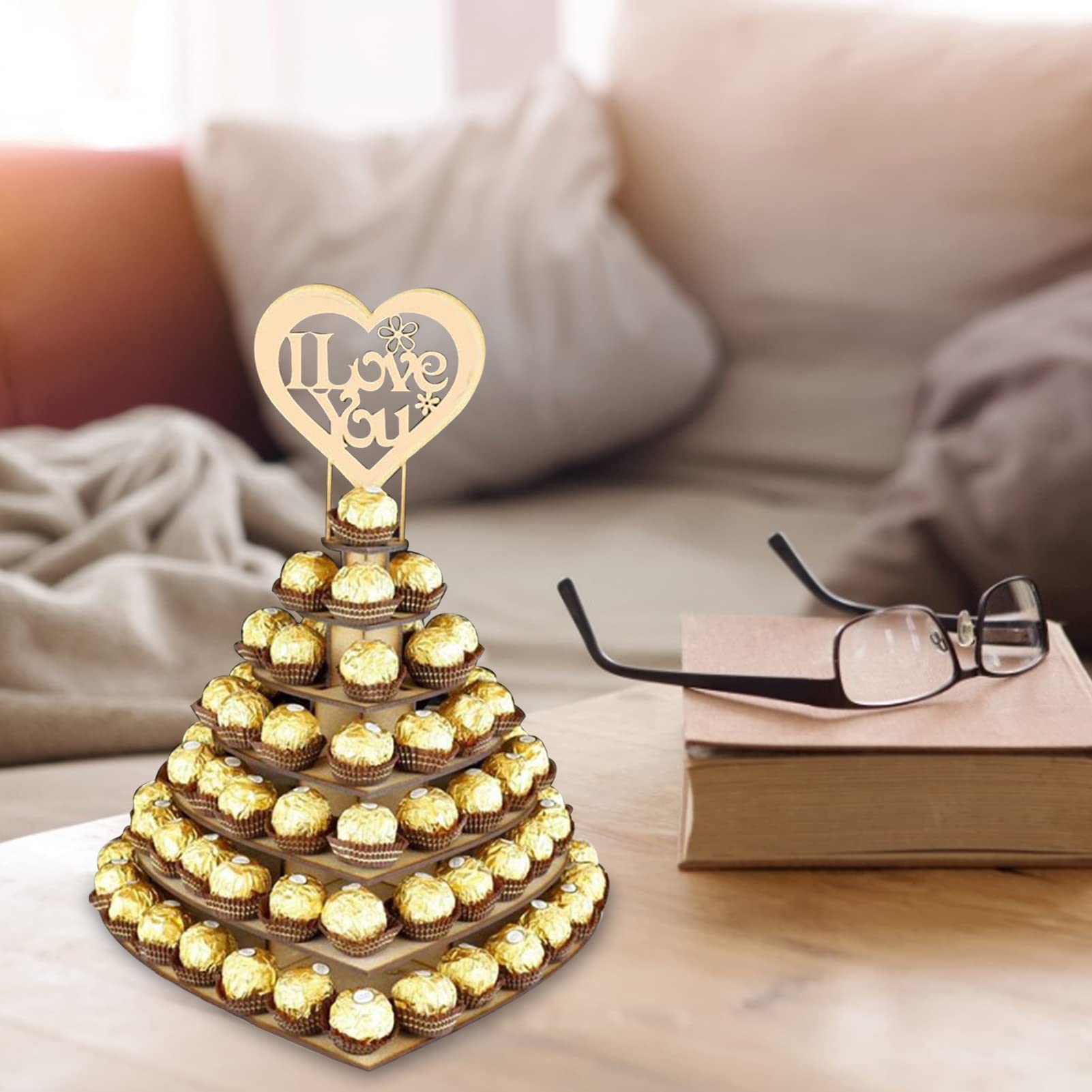 Amazon.co.jp: チョコレートディスプレイスタンド - 愛の形の木製