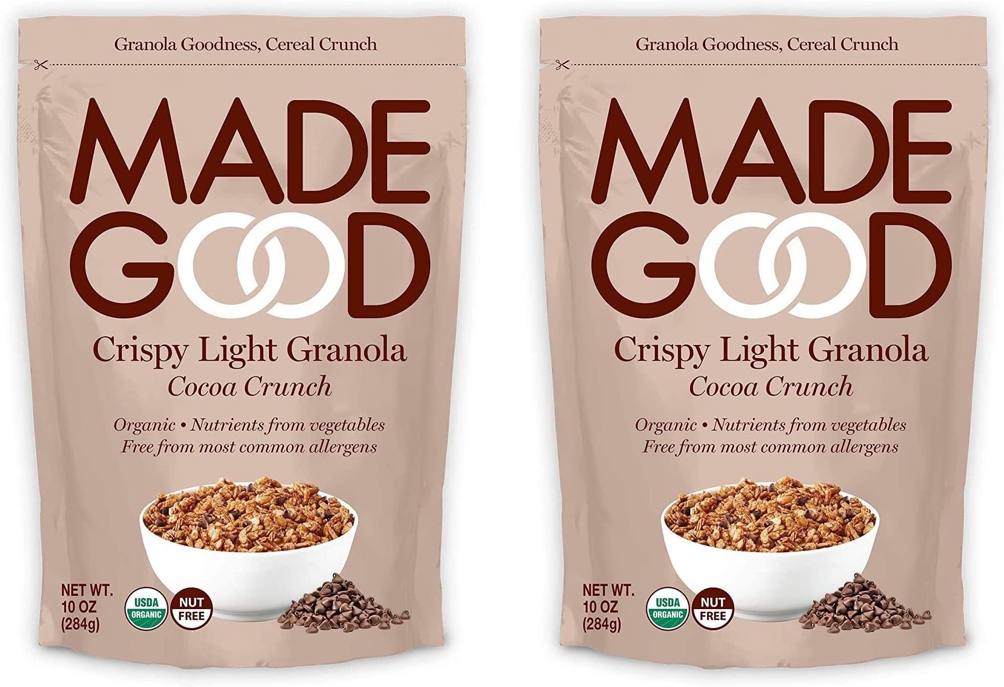 MadeGood Crispy Light Granola Cocoa Crunch, 10 oz (284 g) (Pack of 2)