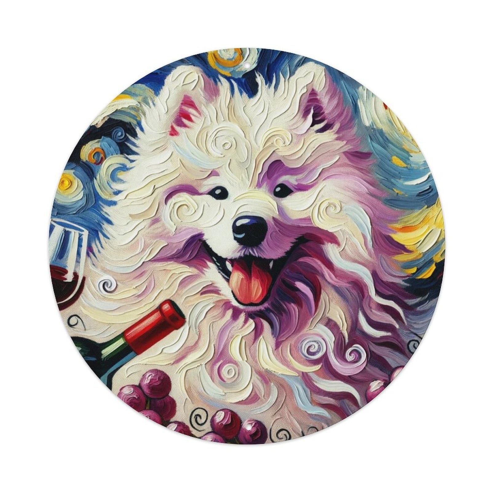 Animal Oil Painting Style Samoyed Metal Tin Sign