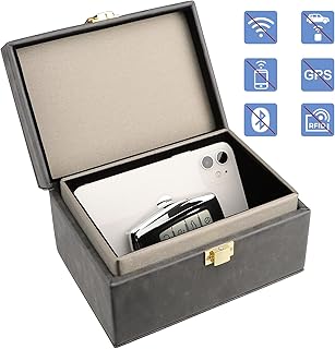 Faraday Box, [Premium Suede Leather] Diyife Large Capacity Faraday Box for Car Keys RFID Box Key Box Signal Block Key Fob Protector Box Anti Theft Car Key Box for Car Keys, Phones(Grey)