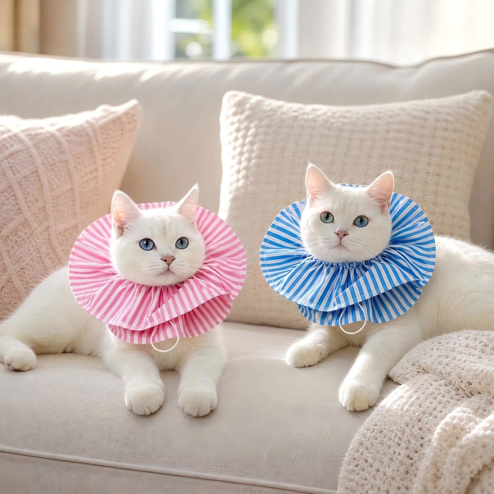 2 Pack Adjustable Cat Cone Collar Washable Recovery Collar