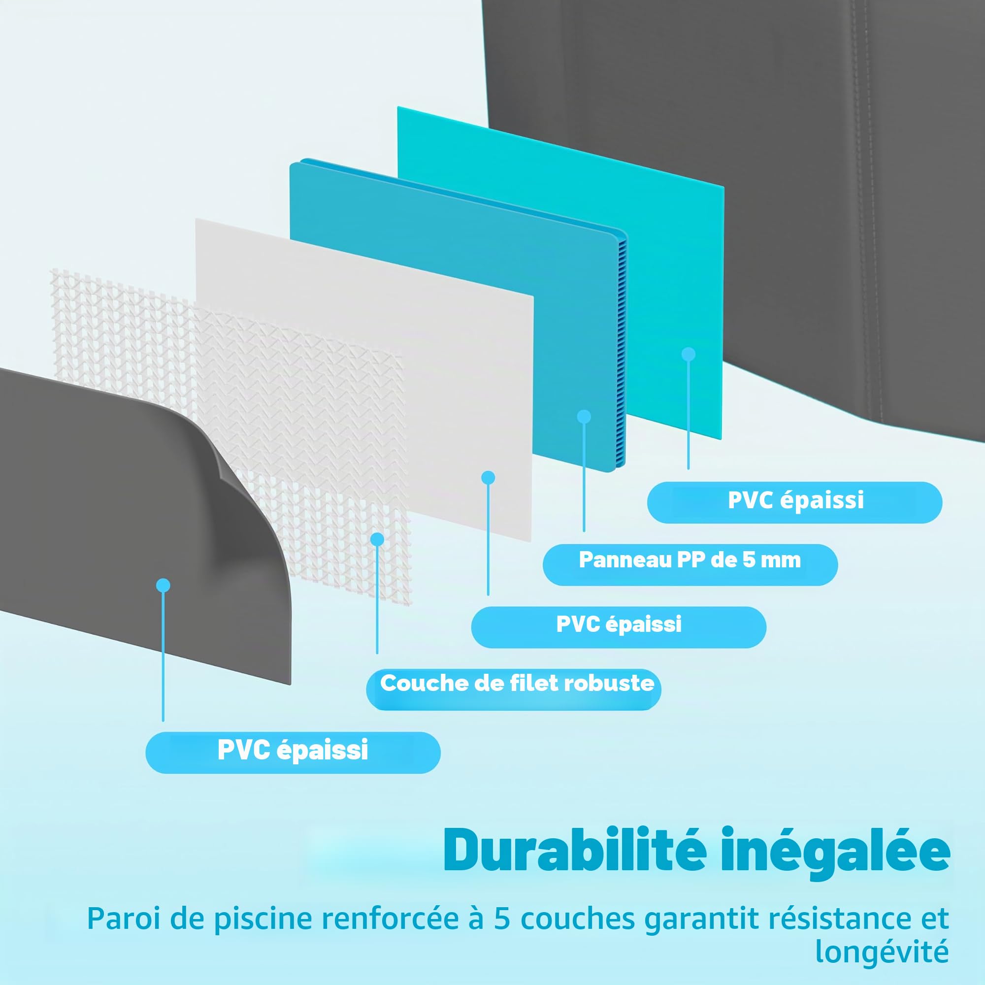 SLOOSH Pataugeoire pliable pour chien 122 x 30,5 cm, piscine rigide pour chien, gris