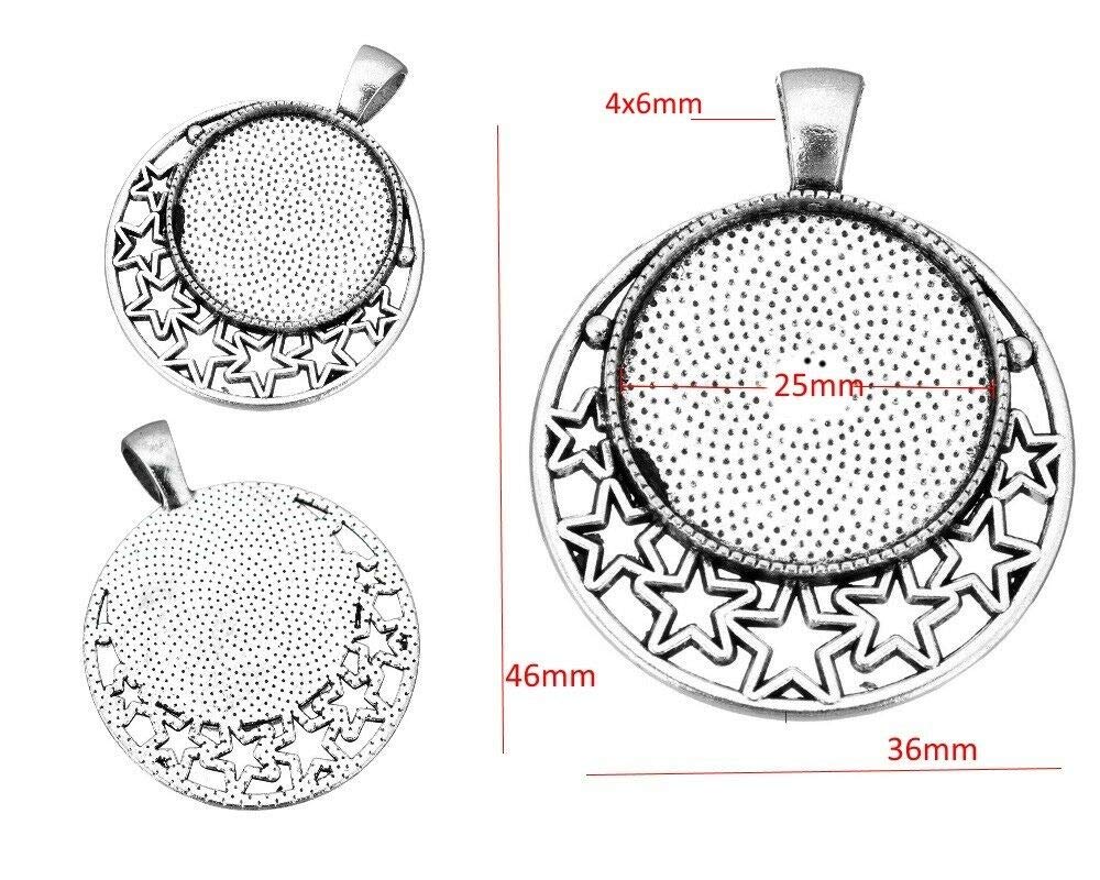 Perlin Set di 4 medaglioni in metallo con ciondolo e 20 mm